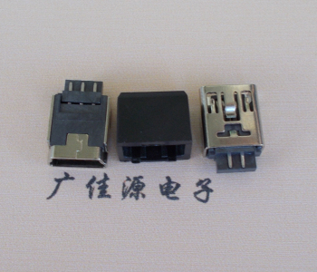 陕西MINI USB 5Pin接口 带护套焊线母座 B型180度铜壳
