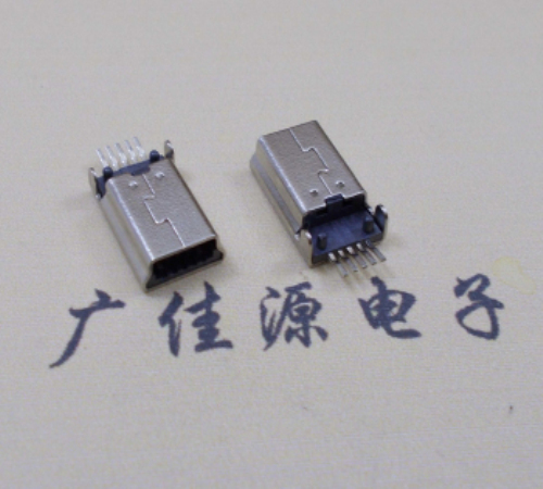 陕西MINI USB公头 5pin端子贴板带柱 10.7mm体长