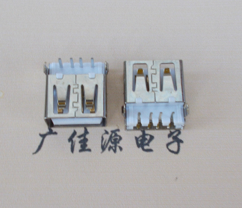 陕西USB母座接口 AF90度沉板1.9引脚4P插件白胶芯直边