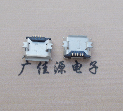 陕西Micro USB 5PIN接口,B型垫高0.9mm鱼叉脚贴片雾锡卷边