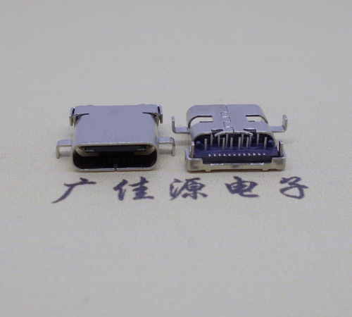 陕西卧式沉板usb 3.1 type-c24p母座,端前插后贴smt连接器